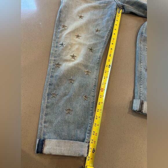 Hudson Riley Crop Jeans Size 27 Embroidered Stars Women's Lightwashed Jeans - Picture 12 of 15